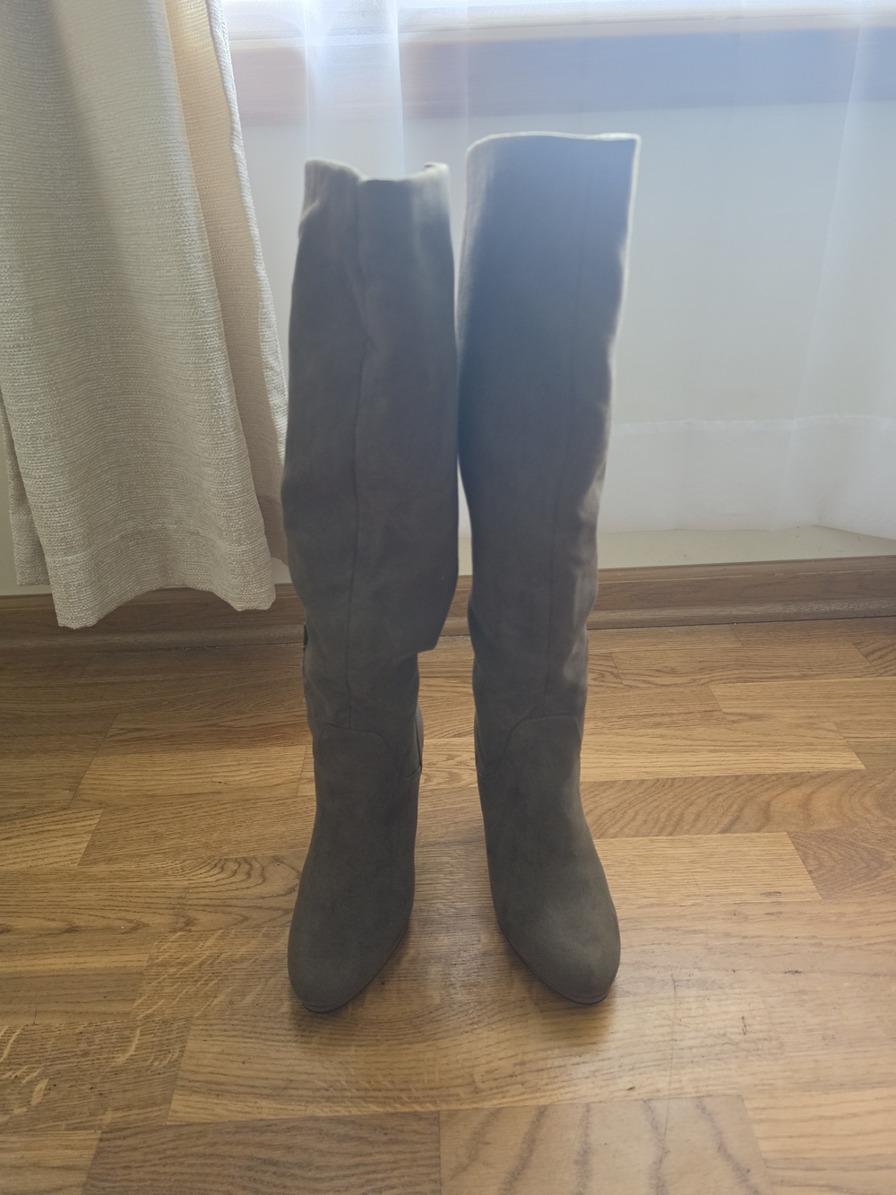 Forever 21 Tall Suede Knee-High Boots in Taupe